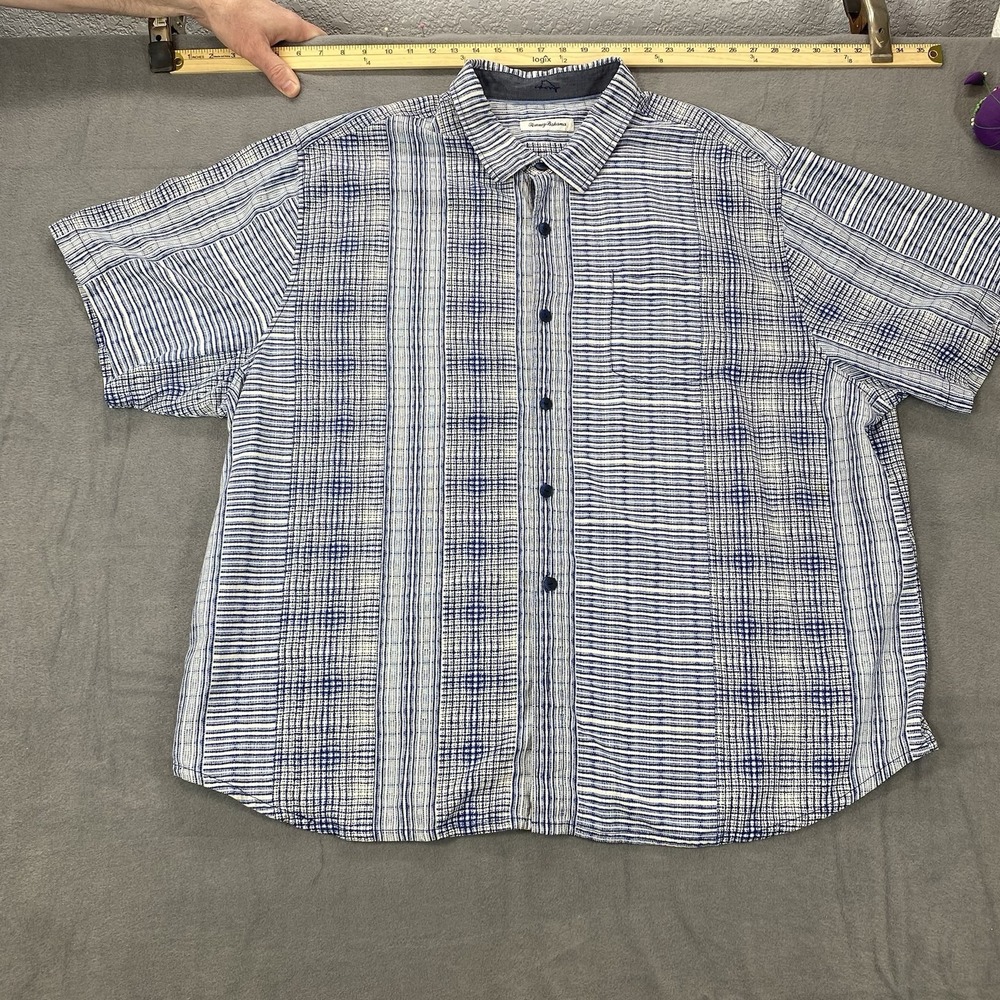 Tommy Bahama Shirt Mens XL Plaid Silk Button Up Vacation Cruise Wear Summer